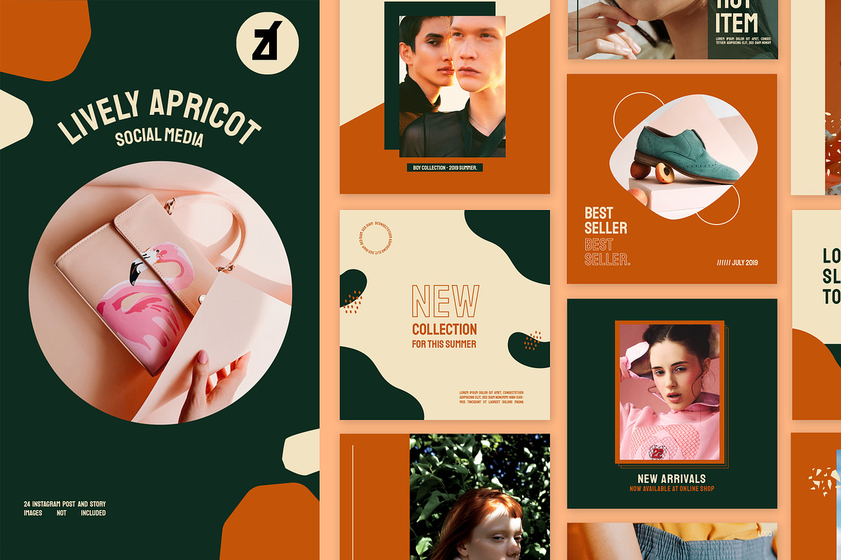 Lively apricot social media graphic in Instagram Templates - product preview 8