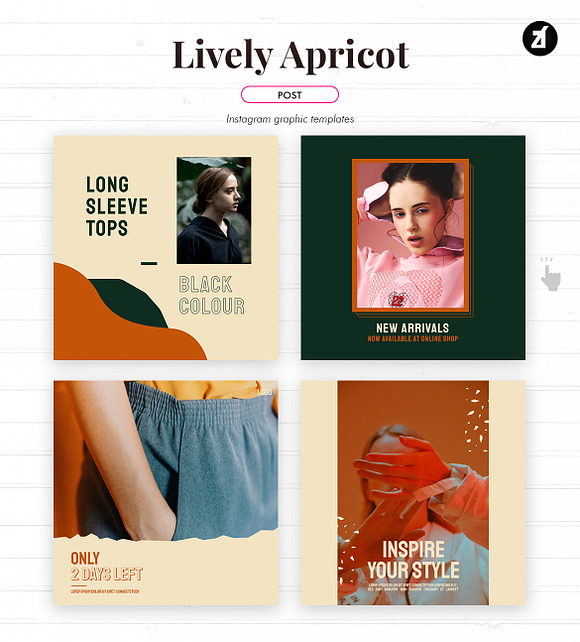 Lively apricot social media graphic in Instagram Templates - product preview 1