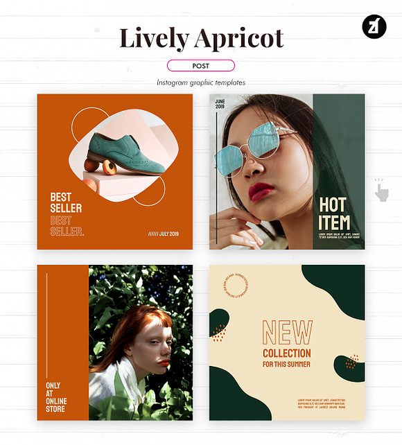 Lively apricot social media graphic in Instagram Templates - product preview 2