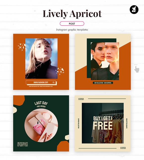 Lively apricot social media graphic in Instagram Templates - product preview 3
