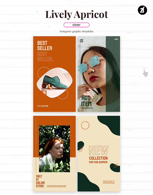 Lively apricot social media graphic in Instagram Templates - product preview 5