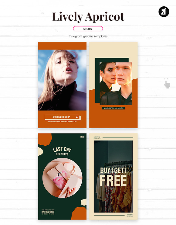 Lively apricot social media graphic in Instagram Templates - product preview 6