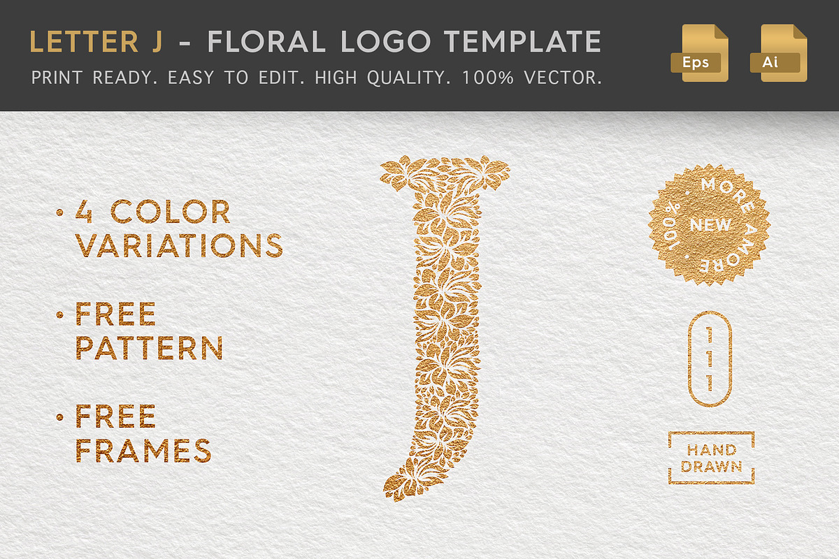 Letter J - Floral Logo Template in Logo Templates - product preview 8
