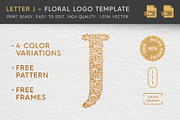 Letter J - Floral Logo Template