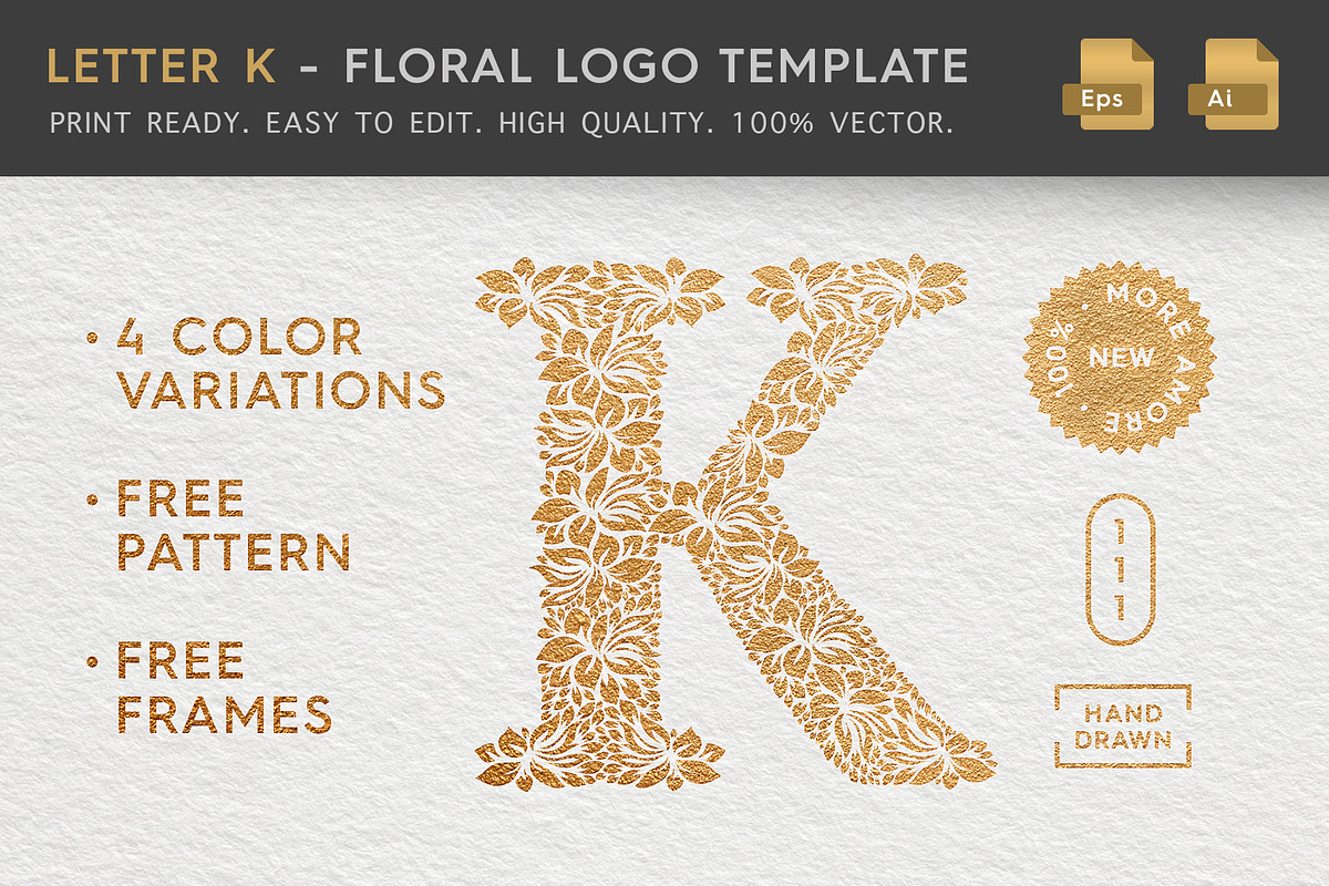 Letter K - Floral Logo Template in Logo Templates - product preview 8
