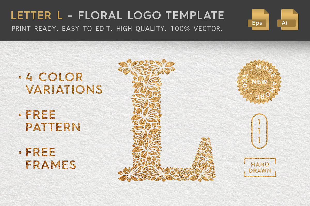 Letter L - Floral Logo Template in Logo Templates - product preview 8