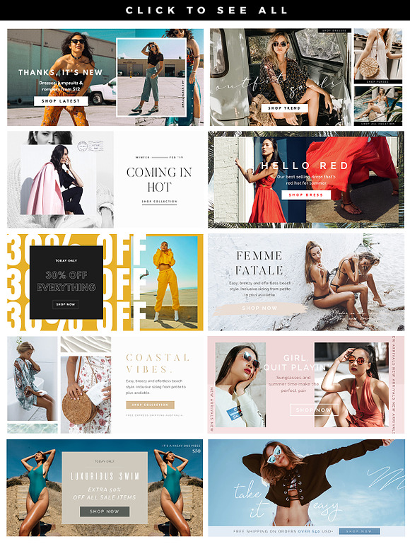 10 Modern Fashion Web Banners PSD in Web Elements - product preview 1