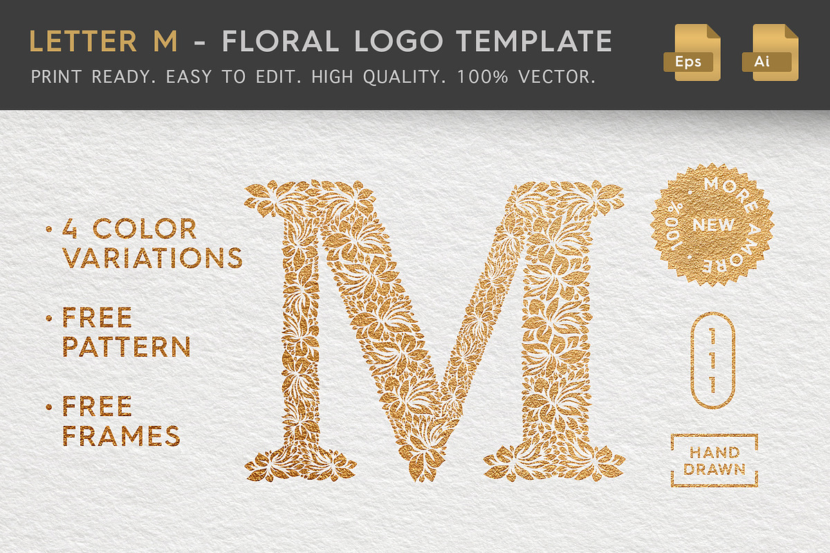 Letter M - Floral Logo Template in Logo Templates - product preview 8