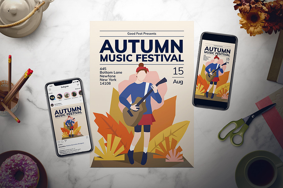 Autumn Music Festival Flyer Set in Flyer Templates - product preview 8