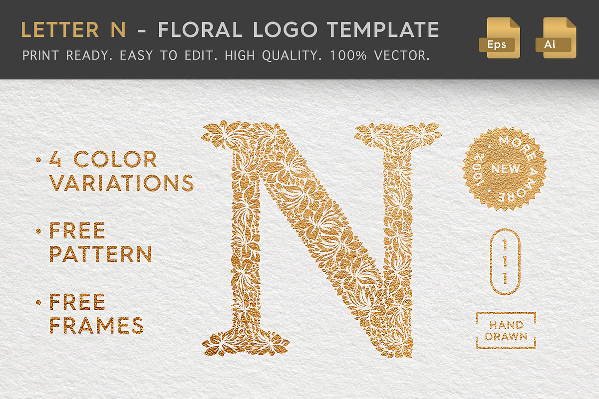 Letter N - Floral Logo Template in Logo Templates - product preview 8