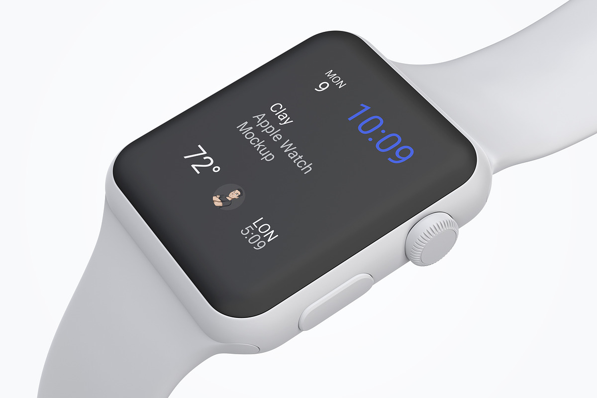 Clay Apple Watch Mockup 05 in Mobile & Web Mockups - product preview 8