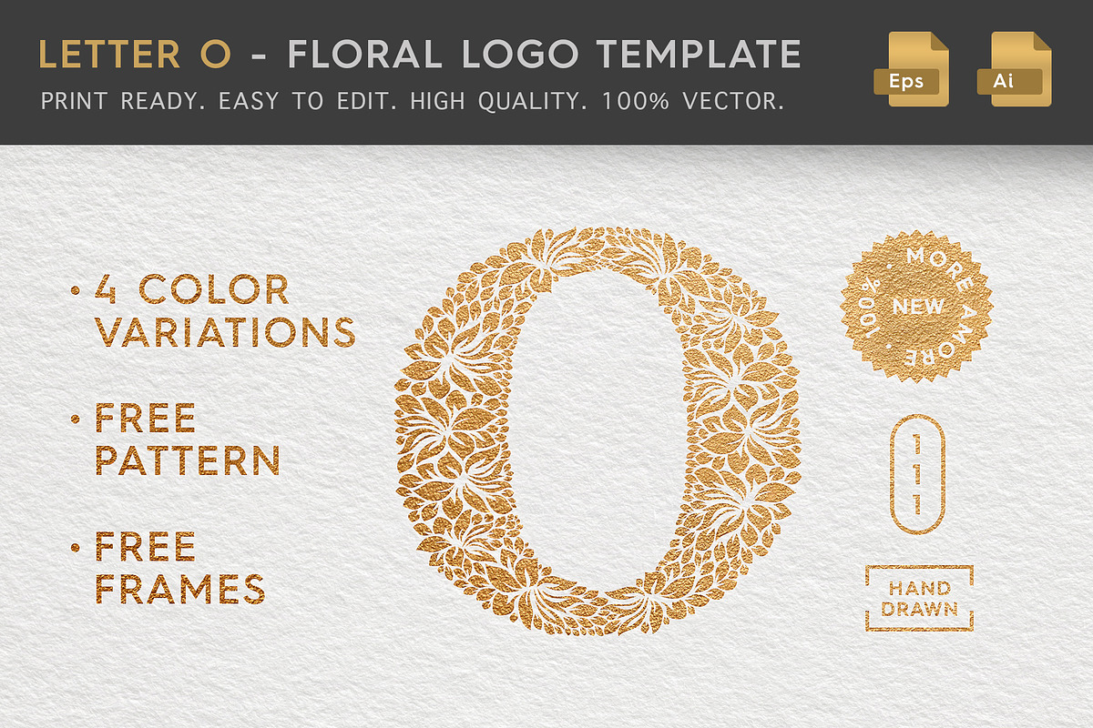 Letter O - Floral Logo Template in Logo Templates - product preview 8