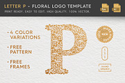 Letter P - Floral Logo Template