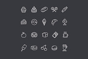 Bakery and Pastry Outline Icons Set.