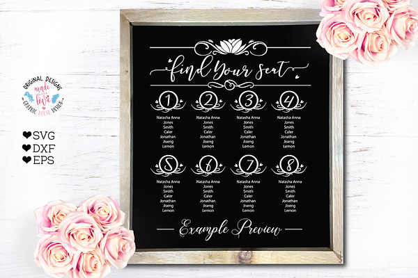 Find Your Seat Wedding Chart