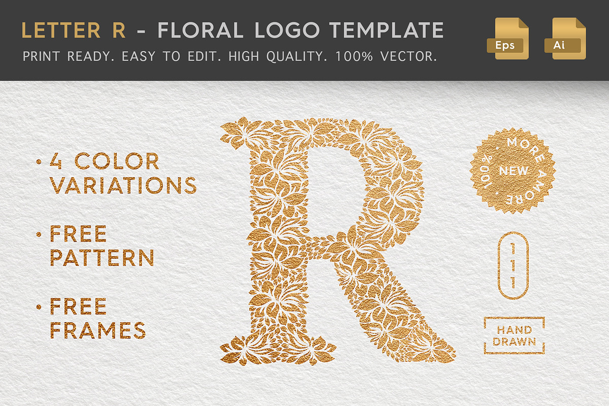 Letter R - Floral Logo Template in Logo Templates - product preview 8