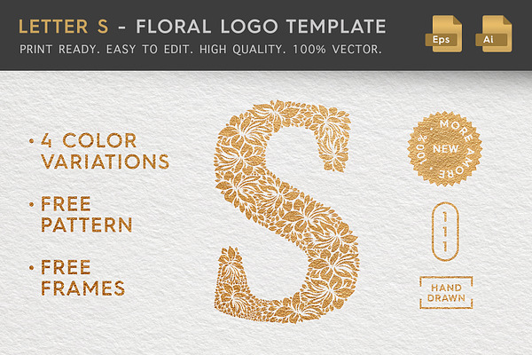 Letter S - Floral Logo Template