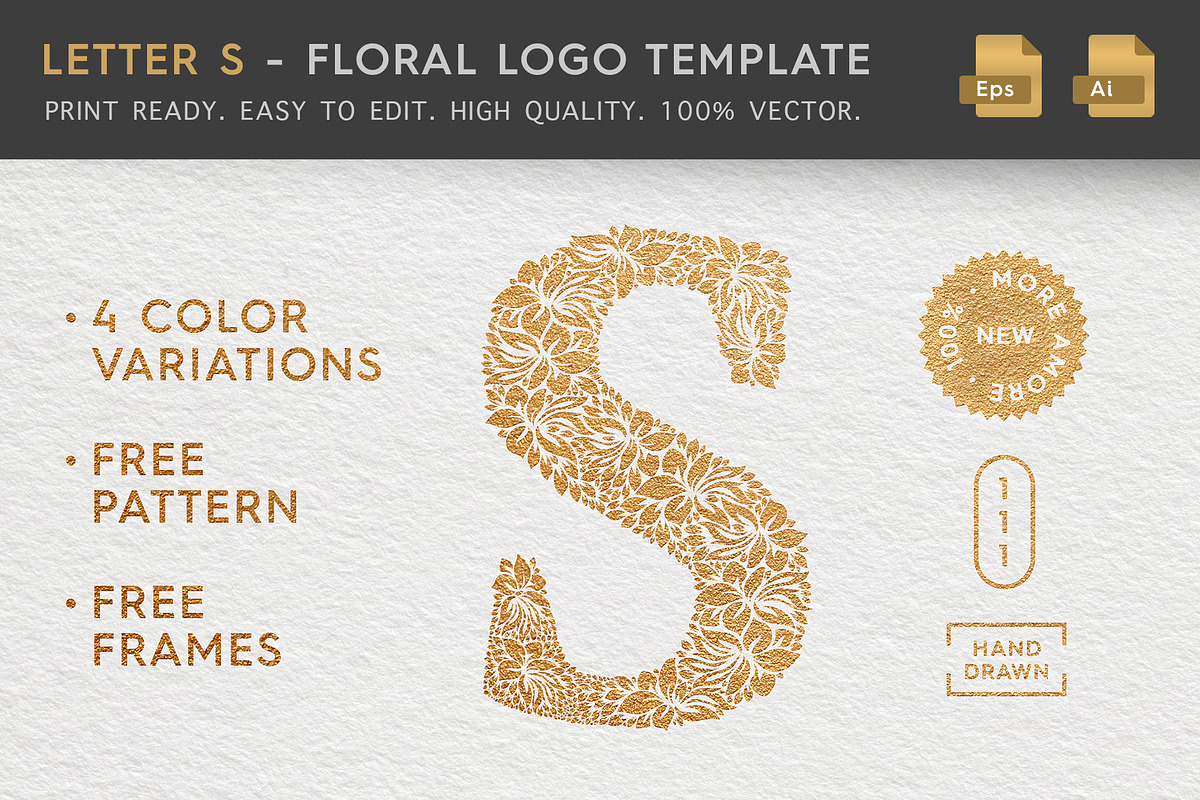 Letter S - Floral Logo Template in Logo Templates - product preview 8