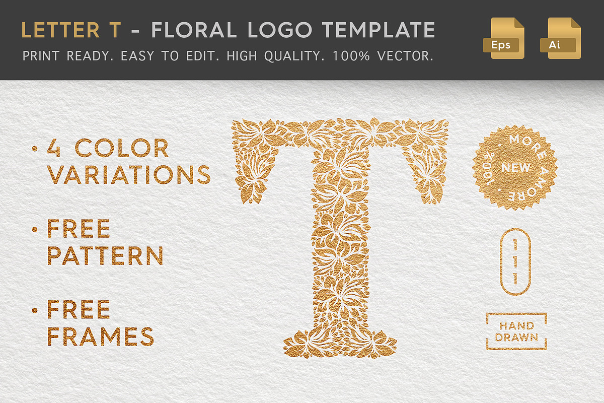 Letter T - Floral Logo Template in Logo Templates - product preview 8