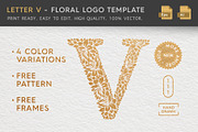 Letter V - Floral Logo Template