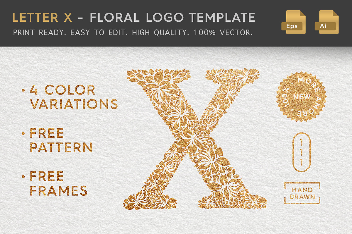 Letter X - Floral Logo Template in Logo Templates - product preview 8
