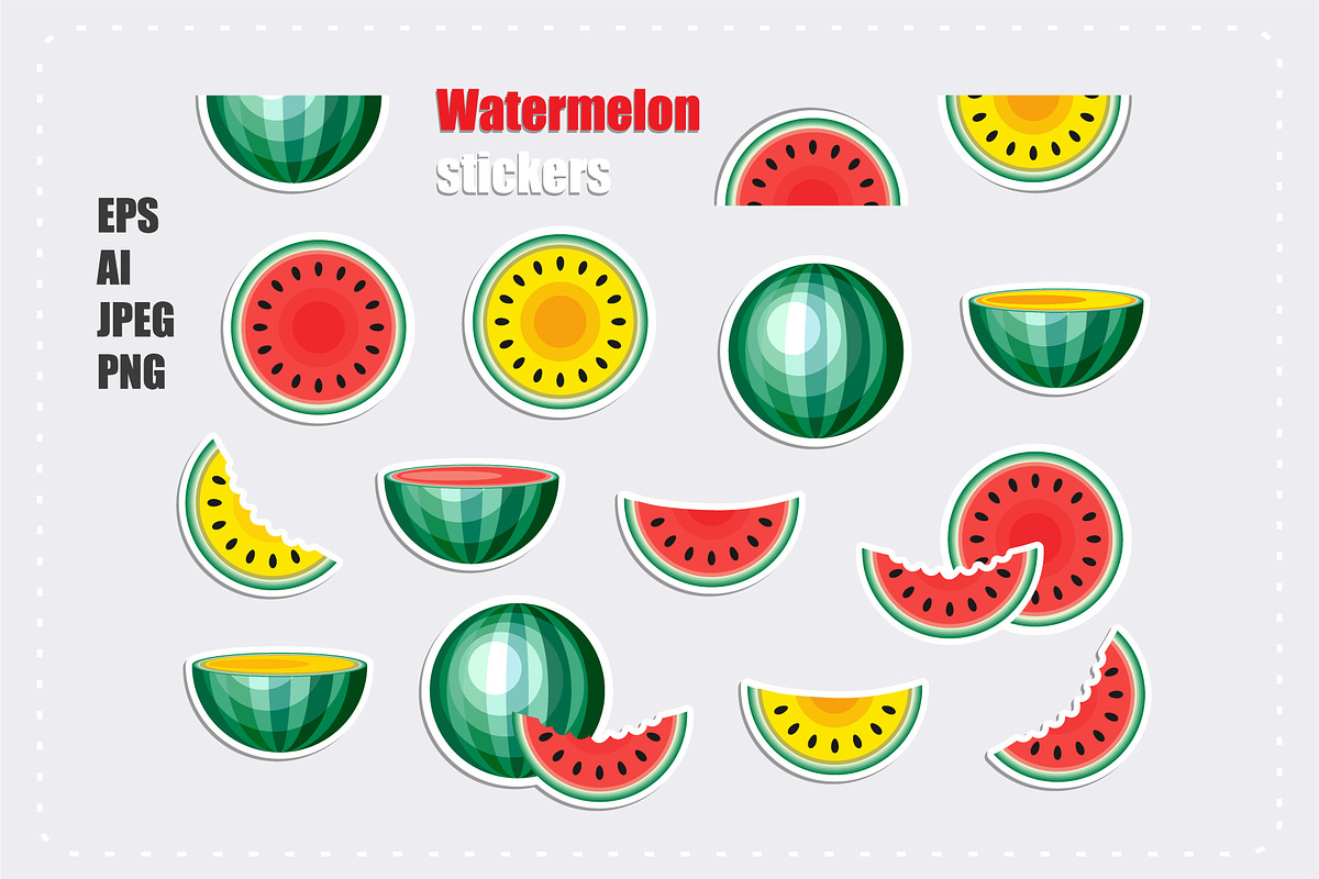 Watermelon vector set in Illustrations - product preview 8