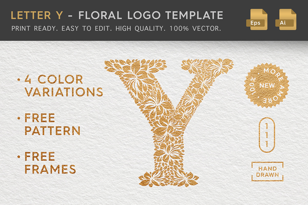 Letter Y - Floral Logo Template in Logo Templates - product preview 8