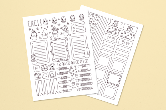 Cacti Sticker Set in Objects - product preview 1