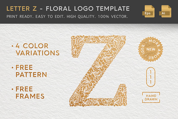 Letter Z - Floral Logo Template