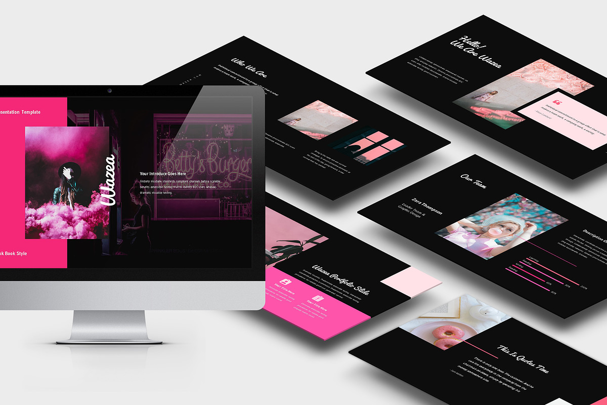 Wazea : Pink Color Tone Powerpoint in PowerPoint Templates - product preview 8