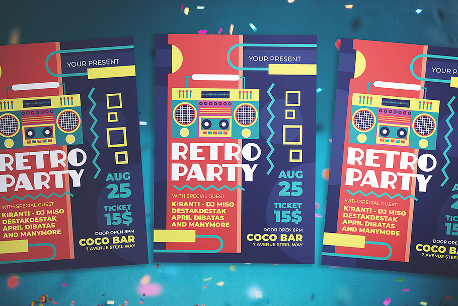 Retro Party Flyer in Flyer Templates - product preview 8