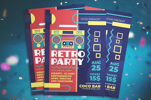 Retro Party Flyer in Flyer Templates - product preview 1