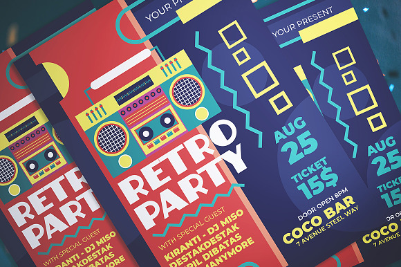 Retro Party Flyer in Flyer Templates - product preview 2