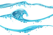 Water waves and bubbles, vector set