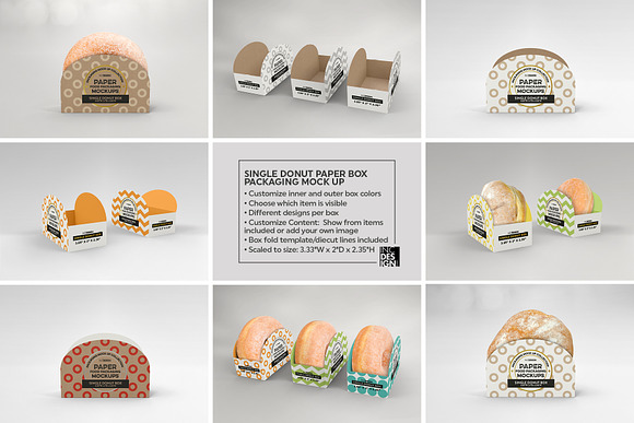 Single Donut Box Packaging Mockup in Branding Mockups - product preview 3