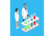 Medical Workers in Laboratory Vector