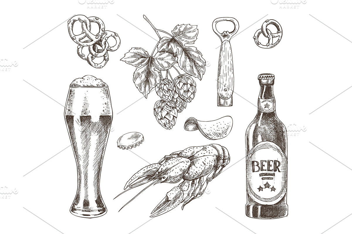 Beer Food and Brunch of Hop Graphic in Illustrations - product preview 8