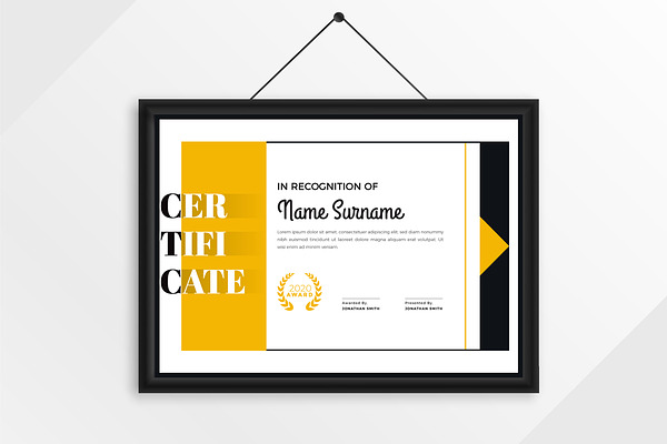 Yellow and Black Certificate Design
