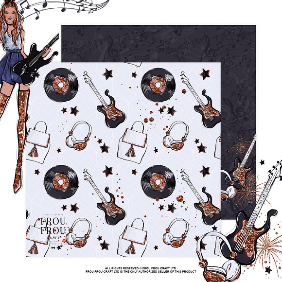 Music Rockstar Fashion Paper Pack in Patterns - product preview 1