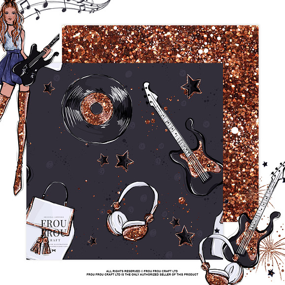 Music Rockstar Fashion Paper Pack in Patterns - product preview 2