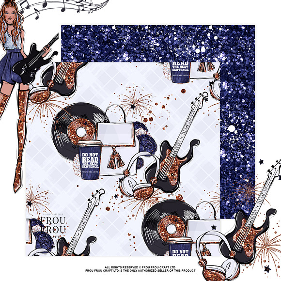 Music Rockstar Fashion Paper Pack in Patterns - product preview 3