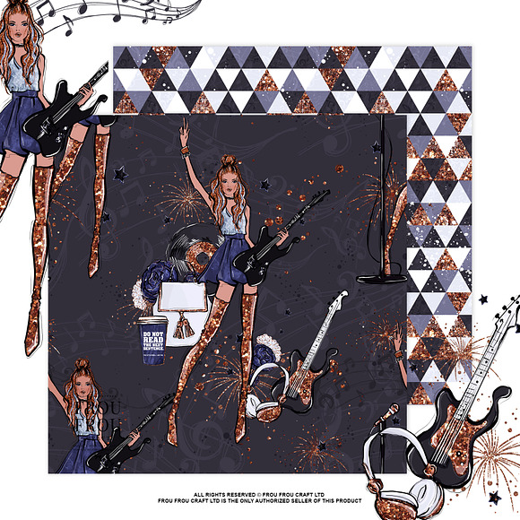 Music Rockstar Fashion Paper Pack in Patterns - product preview 5