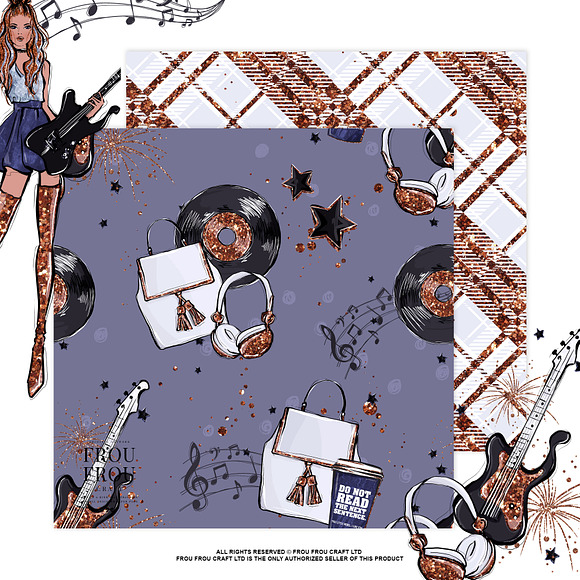 Music Rockstar Fashion Paper Pack in Patterns - product preview 6