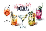 Watercolor cocktail set