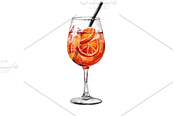 Watercolor cocktail set in Illustrations - product preview 1