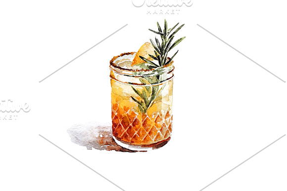 Watercolor cocktail set in Illustrations - product preview 2