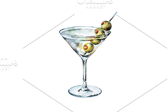 Watercolor cocktail set in Illustrations - product preview 3