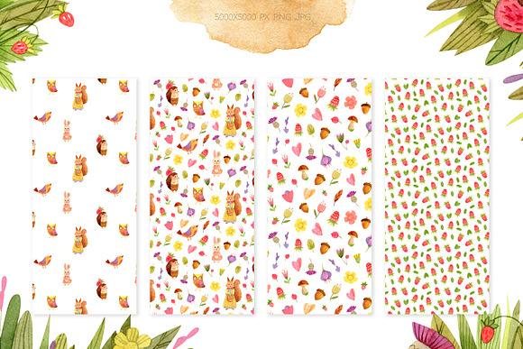 Watercolor Autumn Seamless Patterns in Patterns - product preview 3