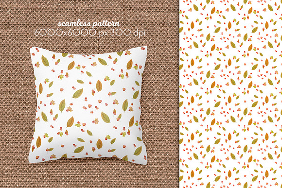Watercolor Autumn Seamless Patterns in Patterns - product preview 9