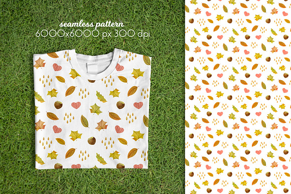 Watercolor Autumn Seamless Patterns in Patterns - product preview 10